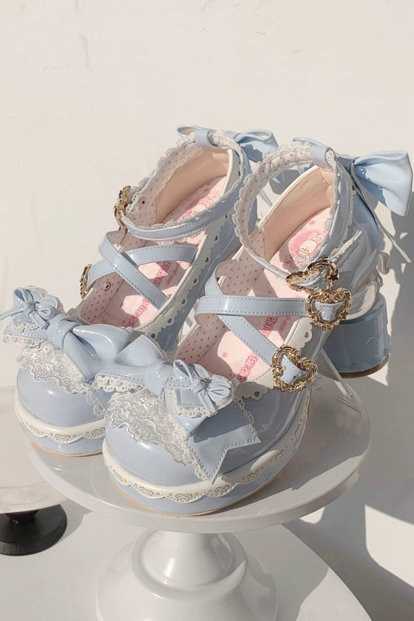 Ribbon Lace Lolita Crystal Heels