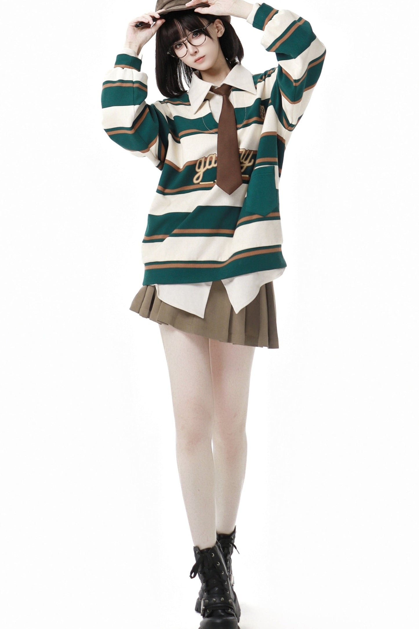 Green Stripe Two Piece Sweat Set