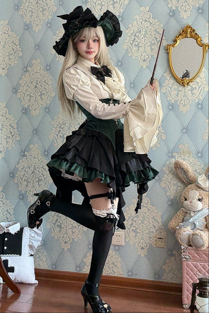【12月3日予約締切】inverted spell contract ダークゴシックウィッチドレスフルセット＋シャツ＋ベスト＋スカート