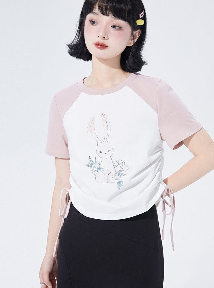Rabbit print by color T -shirt