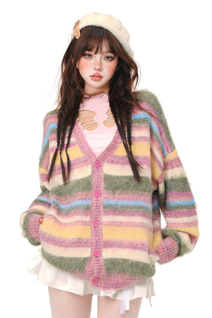 Rainbow Stripe Love Letter Cardigan