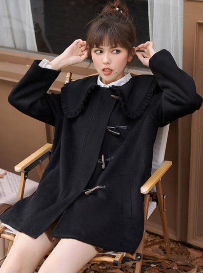 Frilled Collar Girly Wool Coat