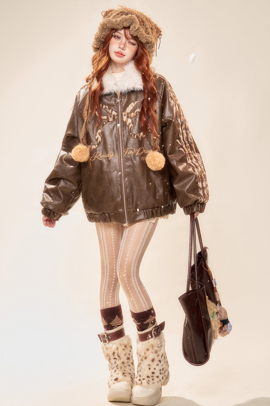 Loos Leopard Print PU leather jacket