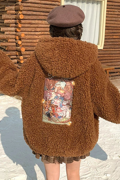 レトロフェアリーテイルフードフリースコート