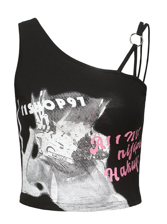 Spice Girl Asymmetrisches Punk-Camisole Schwarz