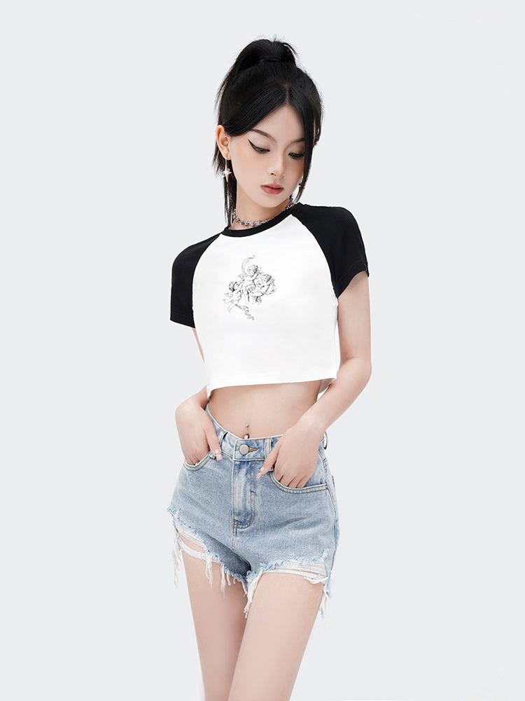 Angel Raglan Cropped T-Shirt