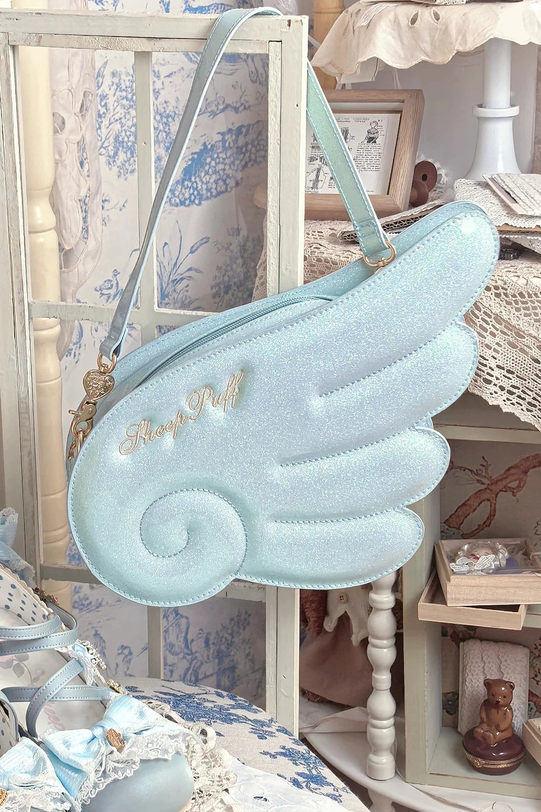 【10月28日予約締切】Black/White/Pink/Mint Sparkle Angel Wing Handbag Crossbody Bag