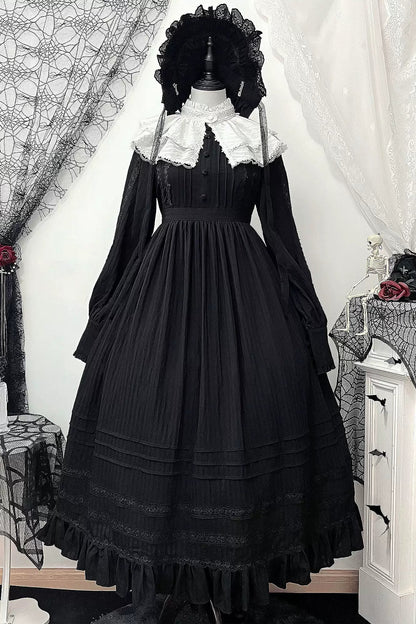 ダークゴシックロングドレス+レースカラー