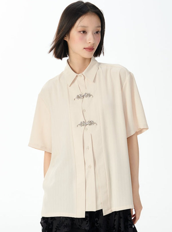 China Buckle Loose Button Shirt