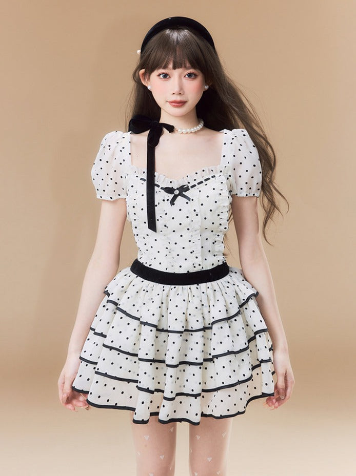 Puff Dot Tiered Dress