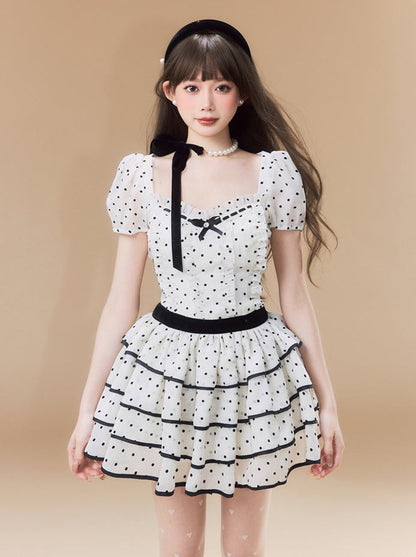 Puff Dot Tiered Dress