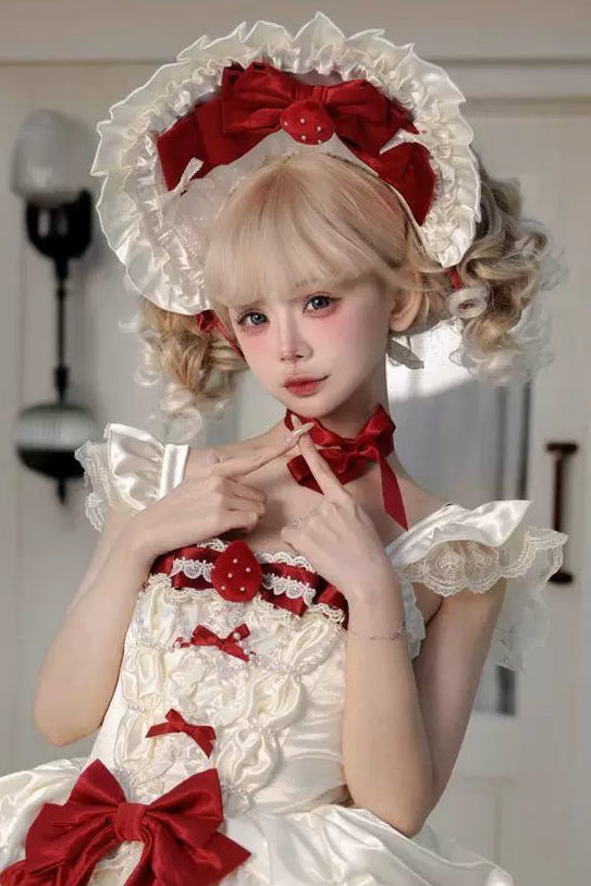 스위트 퓨어 로리타 드레스 + 꼬리 + 리본