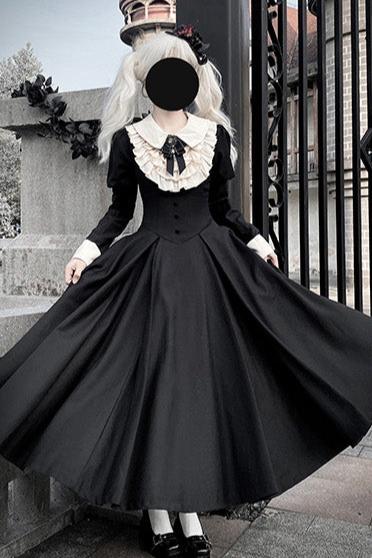 [Reservation deadline on November 22] Dark Elegant Classical Ribbon Long Dress