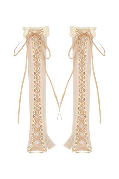 ラブフィッシュボーンコルセットロココフレンチチュニックトリムトップス＋スリーブ＋スリムリボン＋レッグカバー＋チョーカー