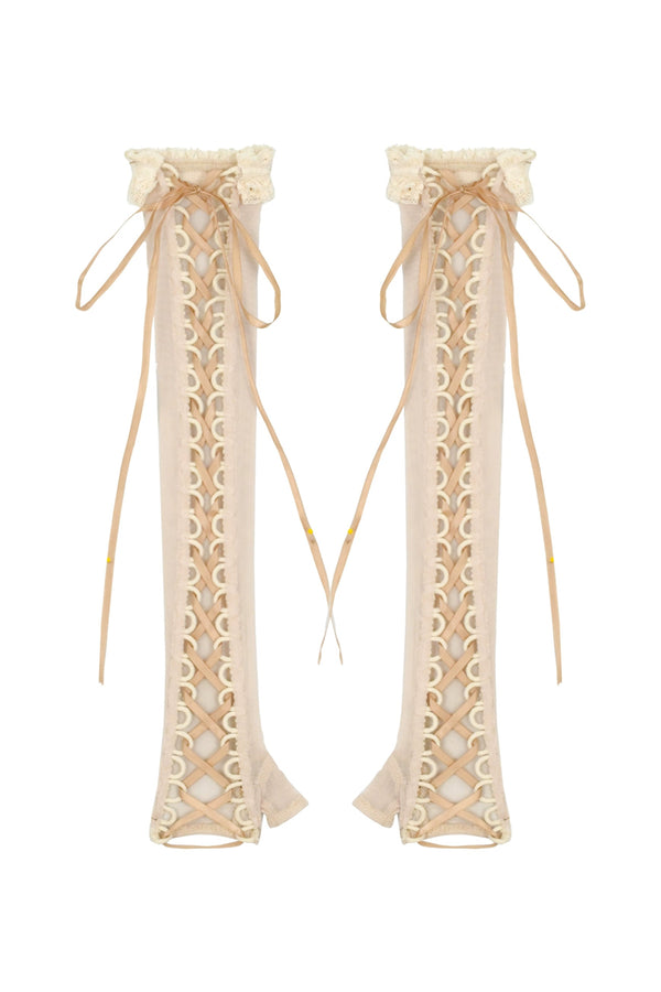 ラブフィッシュボーンコルセットロココフレンチチュニックトリムトップス＋スリーブ＋スリムリボン＋レッグカバー＋チョーカー