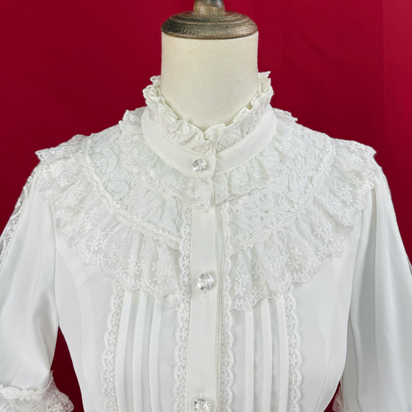 [Reservations] Frilled Stand Collar Lace Princess Sleeve Vintage Classic Ribbon Blouse