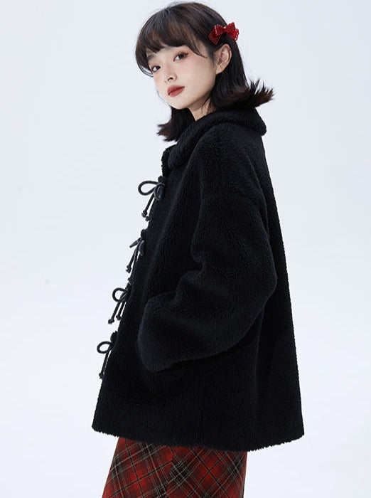 Triple Ribbon Design Lapel Coat