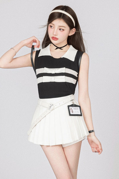 Polo Collar Knit Sleeveless Tops