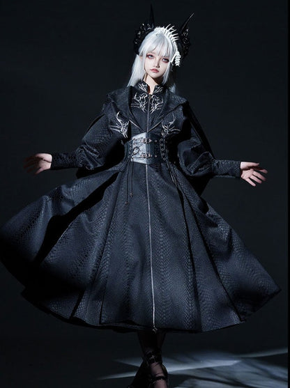 [Reservation Deadline: March 28] Dragon Scale Gothic Lolita Jumperskirt + Long Coat🐉