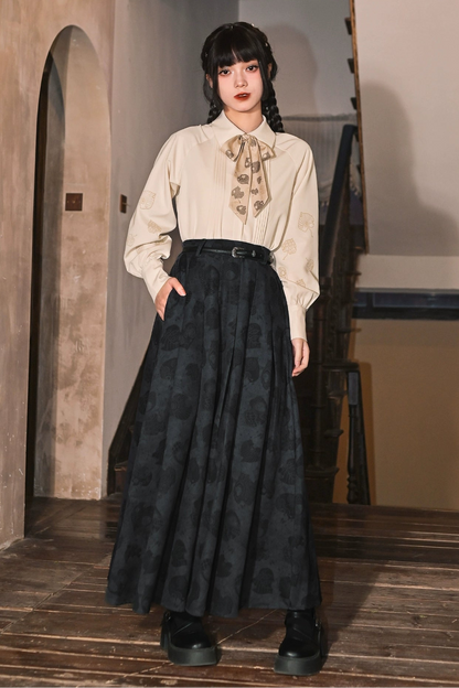 2 new products 81% off "Reincarnation" new Chinese printed I-pleated thickened slimming skirt women's 2025 autumn/winter