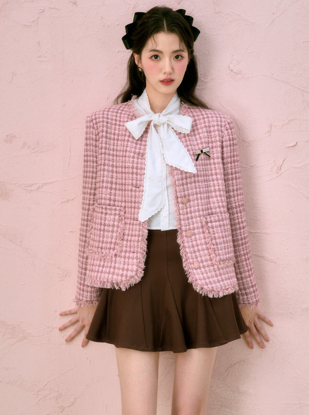 Ribbon Pink Brown Jacket