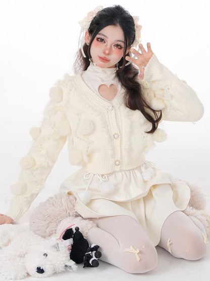 Snow Fur Ball Flared Skirt [Reserved Item