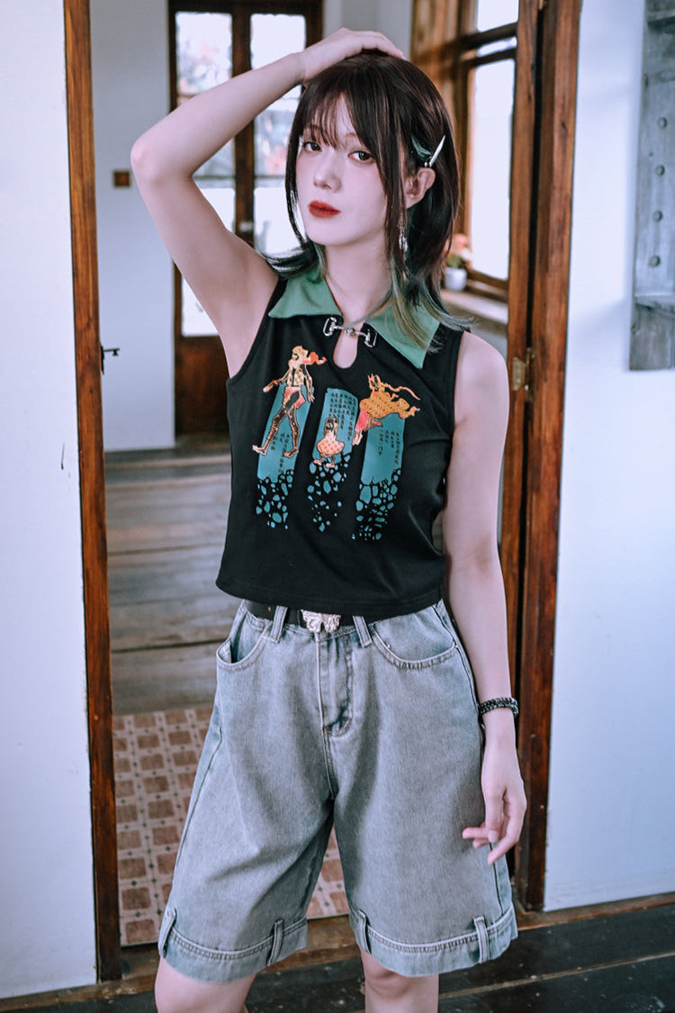 ウォッシュブルーデニムハーフパンツ