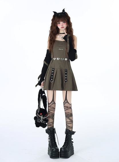 American Hot Girl Design Retro Suspender Dress + Sleeves