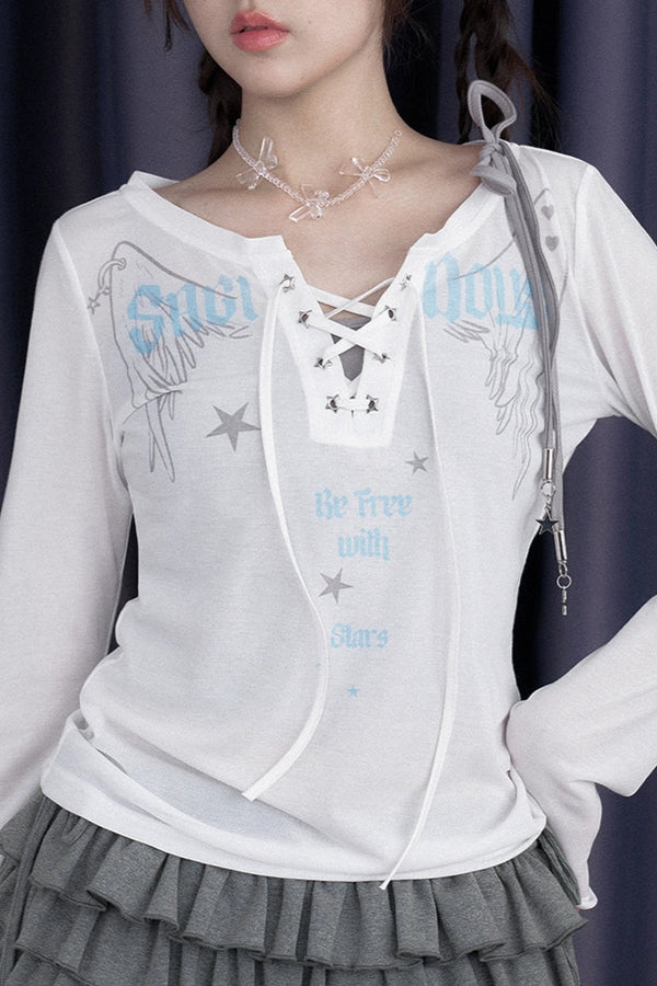 White Angel Wing Blouse + Inner Sleeveless Top
