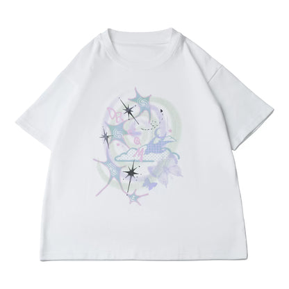 Betörendes T-Shirt mit verträumtem Nebel-Print + Rock + Beinstulpen