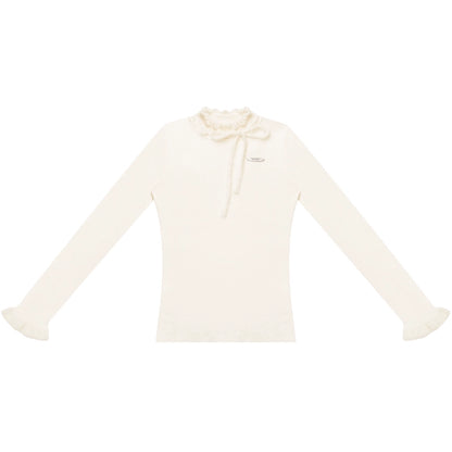 ボウノットラッフルニットトップ