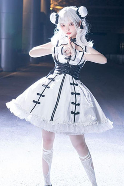 Dark Punk Black White China Stile Dress Suit