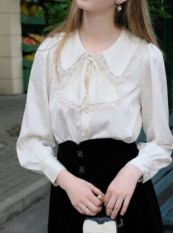 フレンチエレガントリボンブラウス