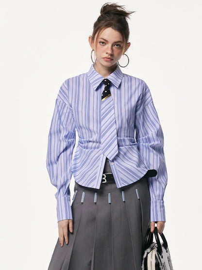 Striped Waist Mark Shirt