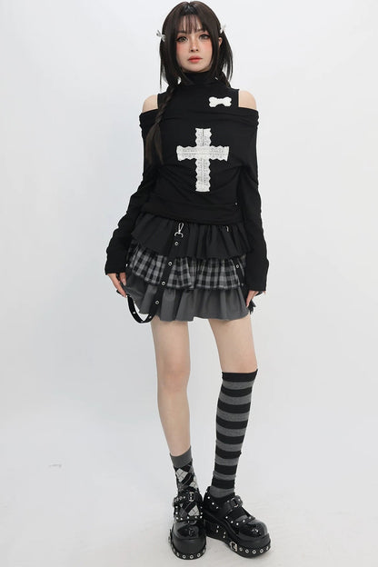 Lace Cross Off-Shoulder Top