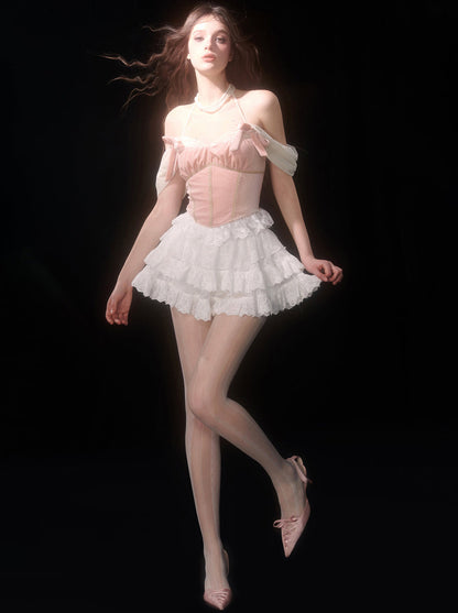 ホワイトレースバレエスタイルケーキスカート
