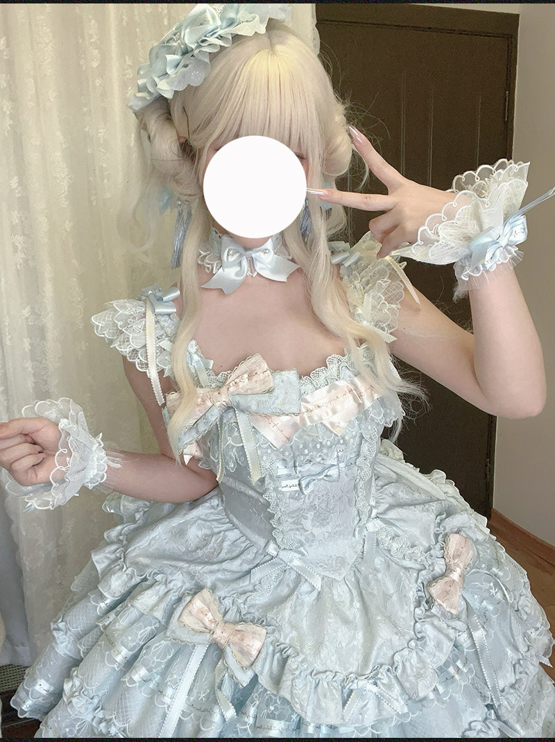 Tricolor dark gothic ribbon dress + accessories