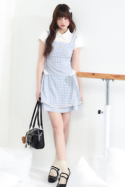 Sweet College Blue Check Dress