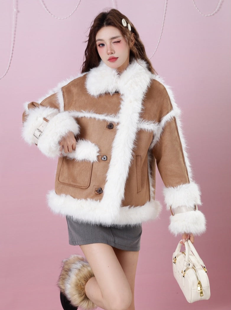 Volume Sweet Fur Velvet Snow Coat