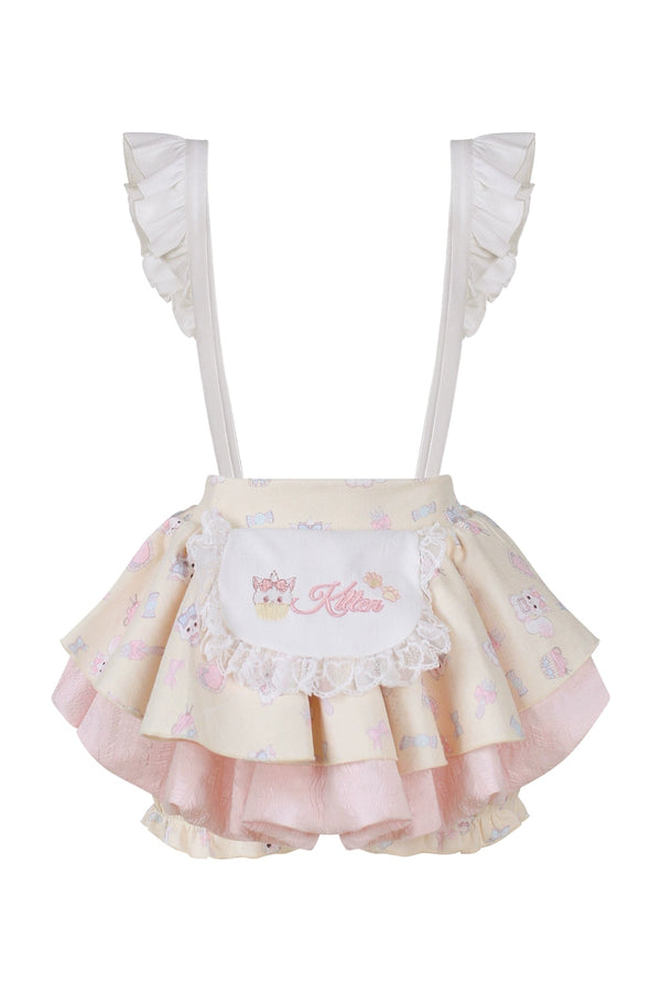 Girly ribbon camisole + cardigan + suspender skirt