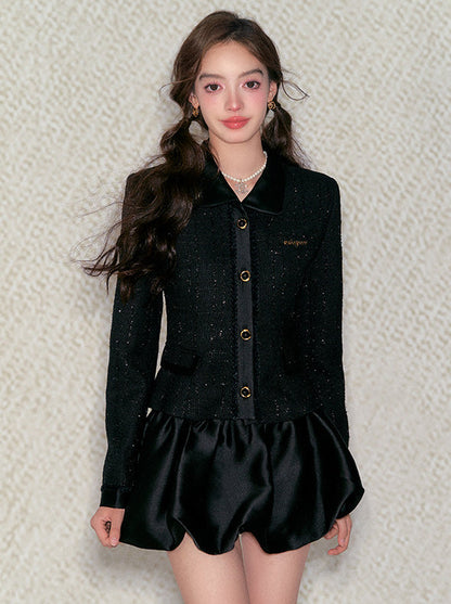 Black Gold Fragrance Suit West Slim Jacket + High End Bab Skirt