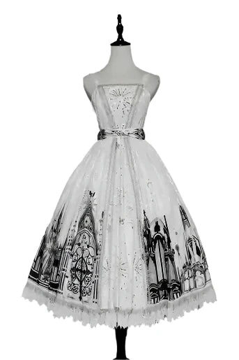 Sanctuary Gothic Print Suspender Dress