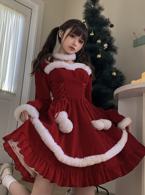 Love Song Retro Velvet Christmas Dress