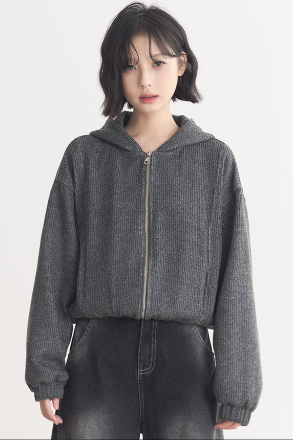 Lightweight Solid Hooded Wool Jacket