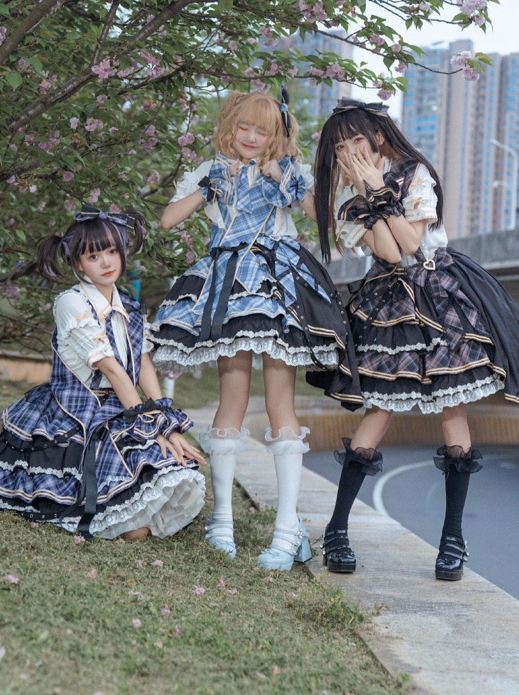 Idol Check Lolita Top + Tiered Ruffle Check Skirt