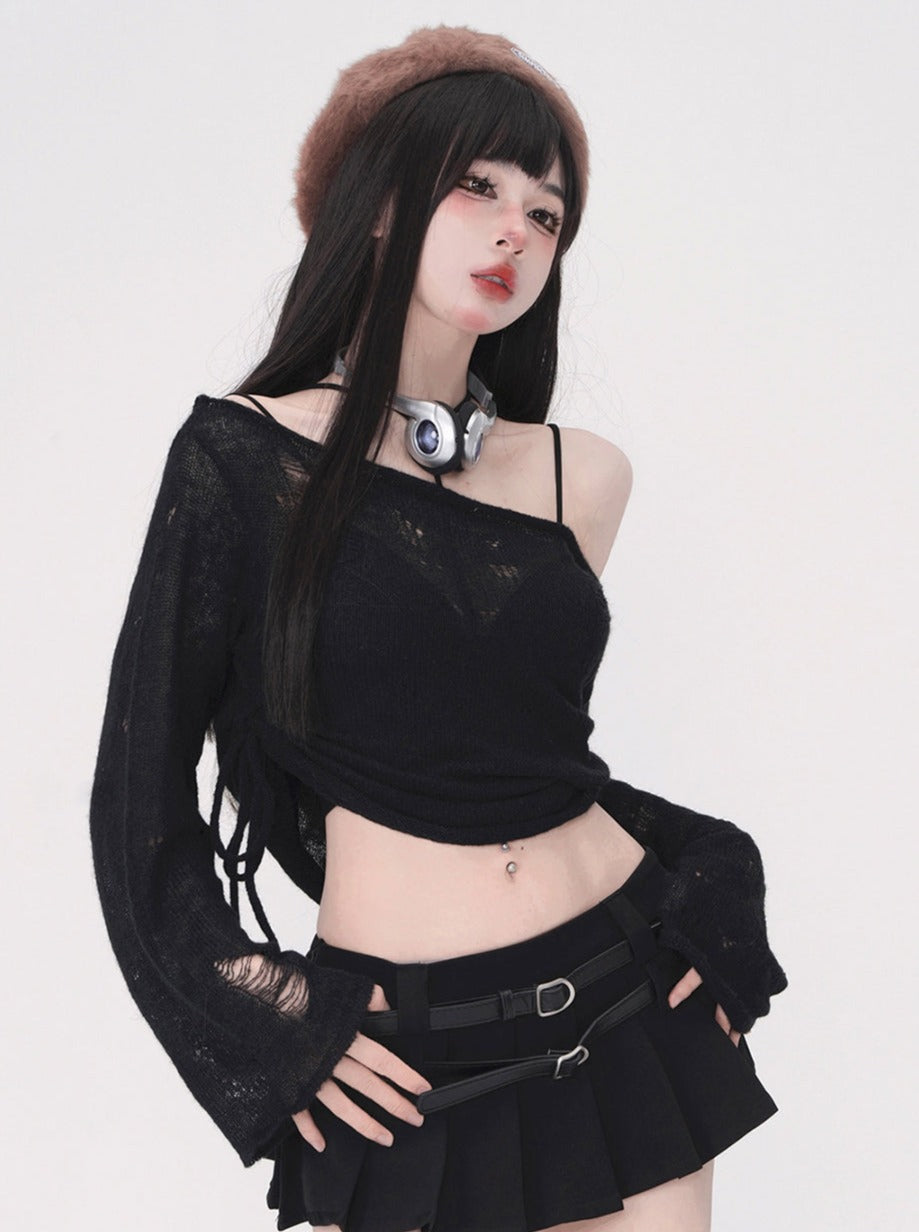 Cool Sister Black One Shoulder Knit