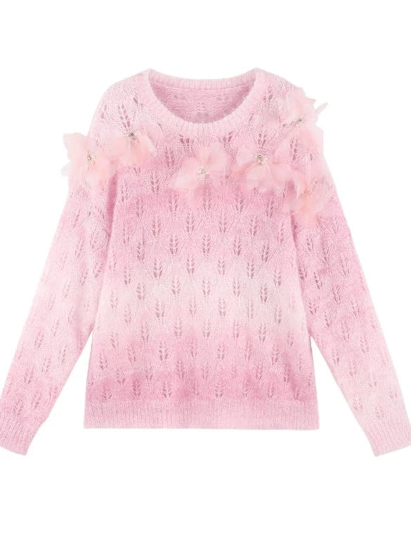 フラワーグラデーションスイートカジュアルニット