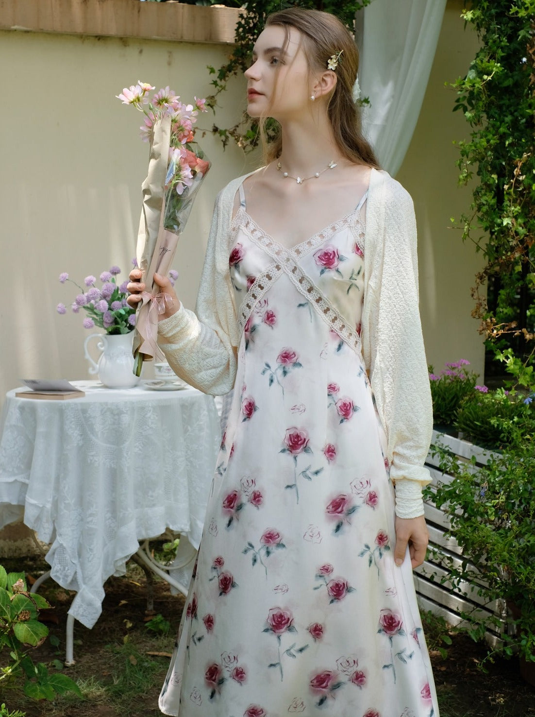 Sweet Pure White Flower Camisole Dress