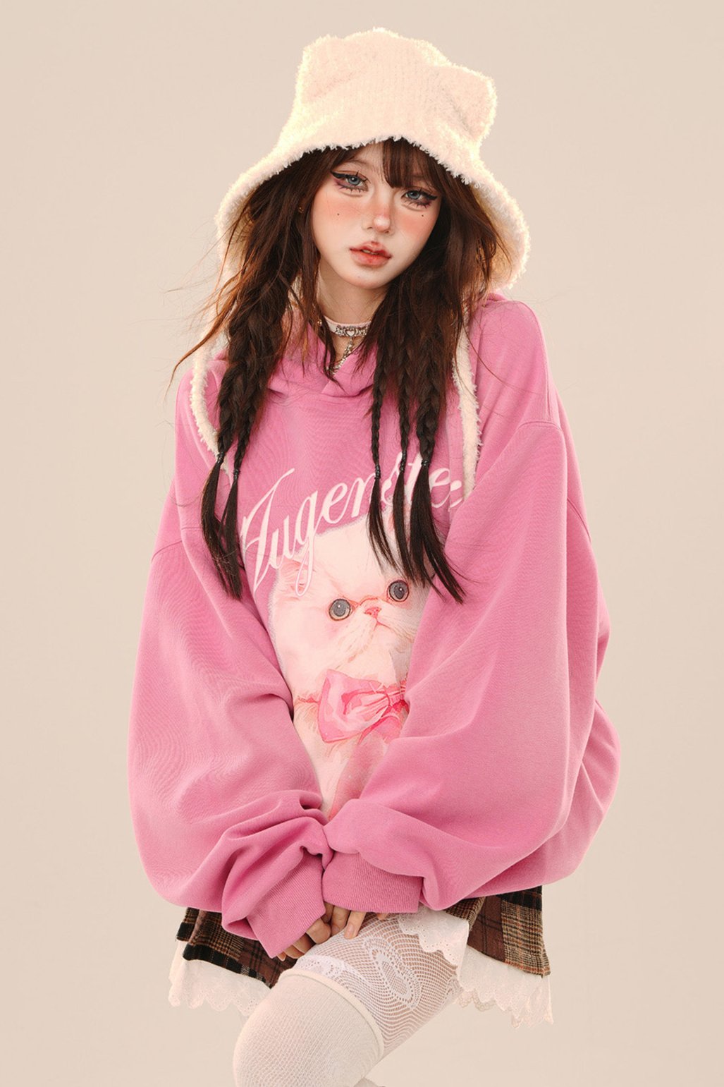 Cat Doll Loose Hoodie Oversized Sweatshirt