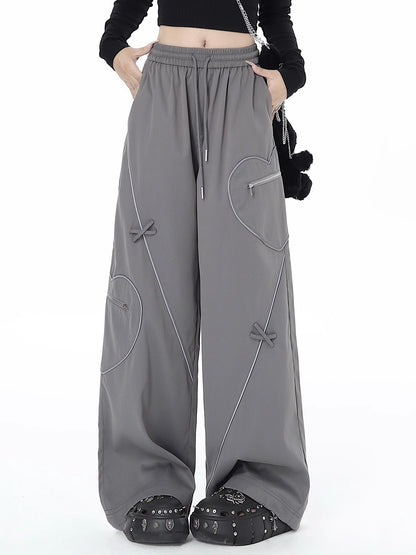 Rare Silver-Gray Niche Love Wide Leg Pants